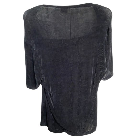 Jonden by Linda Stead Black Top 2X Washed Acetate Lyocell Square Neck Minimalist - Picture 3 of 8